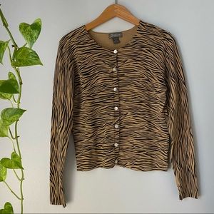 Vintage SML Design Tiger Print Cardigan